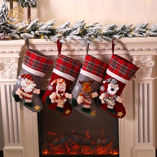 ถุงเท้าแขวน ลายซานตาคลอส สโนว์แมน กวาง 3D สําหรับตกแต่งบ้าน ต้นคริสต์มาส เตาผิง ปาร์ตี้คริสต์มาส