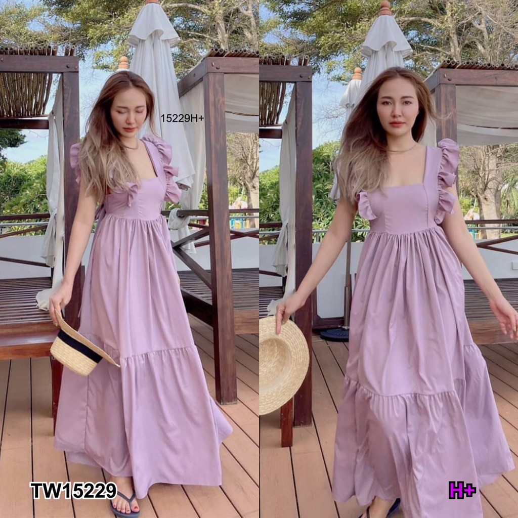 s4u-maxi-dress-แม็กซี่เดรสไหล่ระบายผูกโบว์หลัง-พร้อมส่ง-เสื้อผ้าแฟชั่นผู้หญิง-ชุดไปเที่ยว-เดรสยาว-เดรสสีแดง-เดรสออกงาน