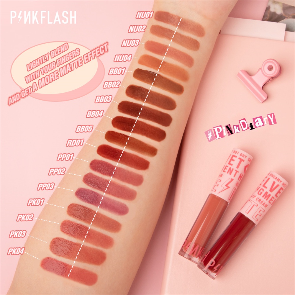 รูปภาพเพิ่มเติมของ Pinkflash ลิปสติก เนื้อแมตต์กํามะหยี่ 17 สี ติดทนนาน