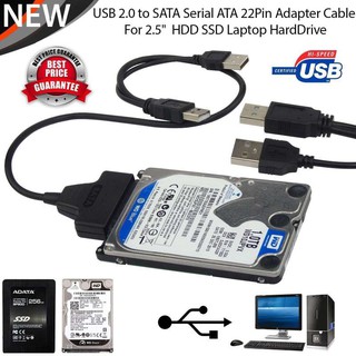 ภาพย่อรูปภาพสินค้าแรกของลด20% USB 2.0 to SATA 7+15 Pin 22 For 2.5" HDD Hard Disk Drive With USB Power Cable