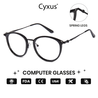 Cyxus เกาหลี ทรงกลม สีฟ้า แว่นตาคอมพิวเตอร์ กรอบโลหะ แว่นตา ป้องกันอาการปวดตา สําหรับผู้หญิง ผู้ชาย แว่นตา 8060