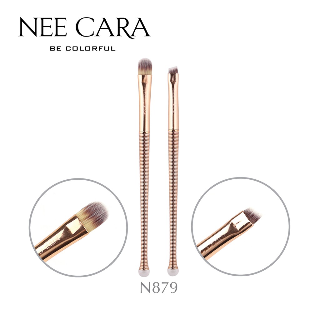 นีคาร่า-แปรงแต่งหน้าเซ็ตคู่-แต่งตา-ลงอายแชโดว์-n879-ของแท้100-nee-cara-eyeshadown-amp-brow-brush