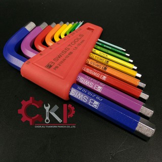 PB210H-10RB ชุดประแจหกเหลี่ยมแบบสั้น มิล สีรุ้ง ขนาด 1.5-10 มม. ( 9 ตัว/ชุด ) "PB SWISS TOOLS"