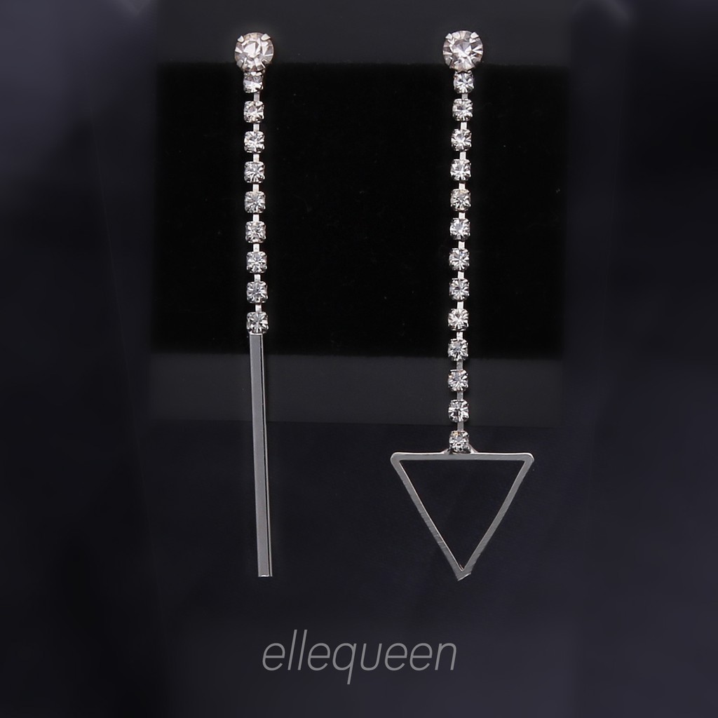 ellequeen-เครื่องประดับต่างหูระย้า-ฝังเพชร-สไตล์มินิมอล