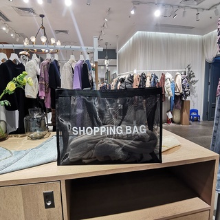 กระเป๋าช้อปปิ้งห้างสรรพสินค้าเสื้อผ้าตาข่ายซุปเปอร์มาร์เก็ตกระเป๋าสะพายไหล่ความจุ