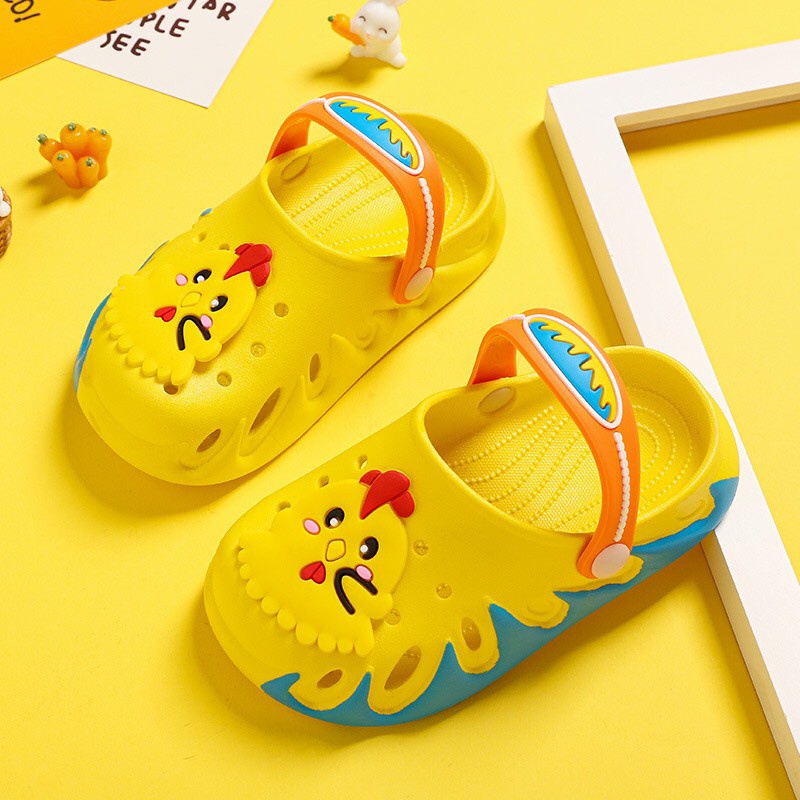 รองเท้าแตะรัดส้นเด็ก-รองเท้าเด็กหัวโตi-สีสันสดใส-เบา-ใส่สบายเท้า-รุ่น809-1รูปไก่-ส่งจากไทย-สินค้ามีพร้อมส่ง