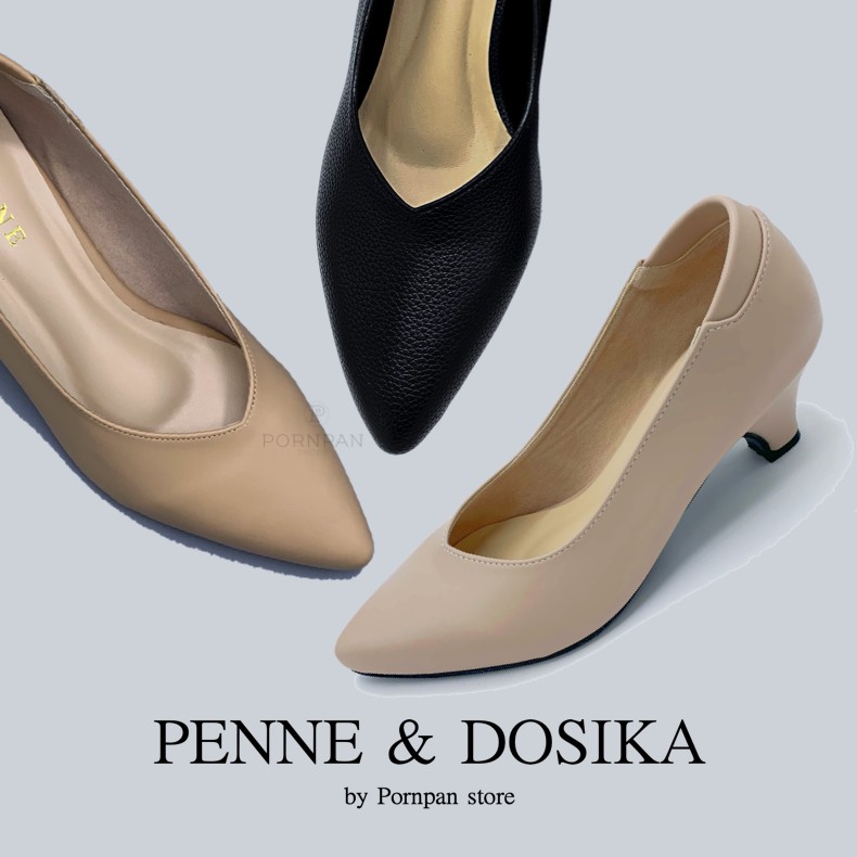 ราคาและรีวิวมีกันกัดในตัว Penne/Dosika รองเท้า คัชชู นักศึกษา/ทำงาน หัวแหลม สูง 2 นิ้ว รองเท้าหุ้มส้น ไซส์ 35-40 สินค้าพร้อมส่ง