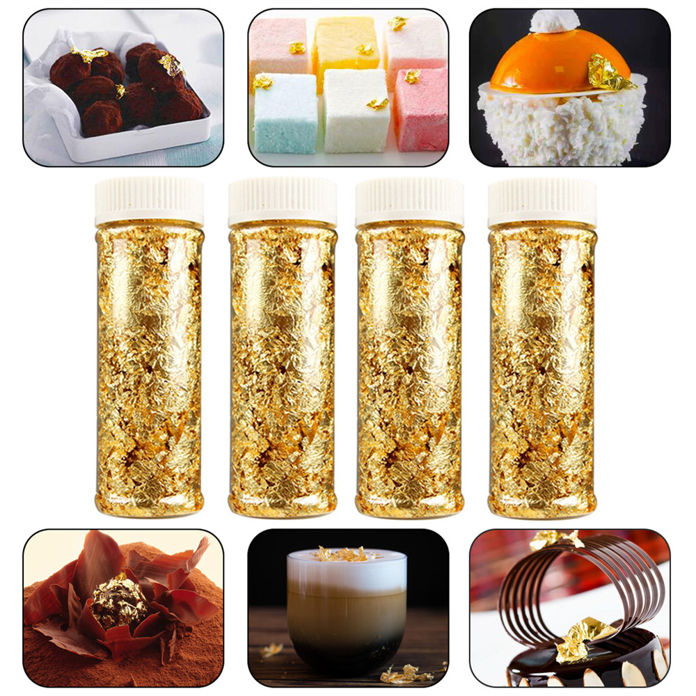 ภาพหน้าปกสินค้า2g Gold Leaf Schabin Flakes Silver Foil For Decorative Dishes Chef Art Cake Chocolates Ice Cream Decorating Tools