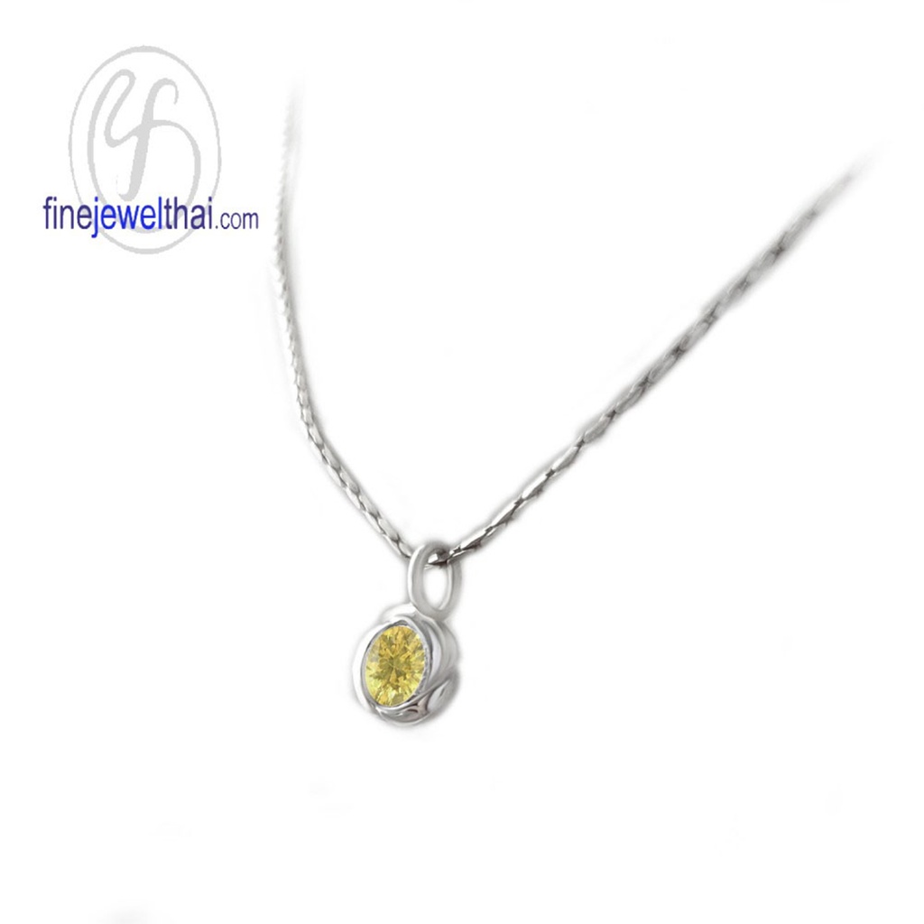 finejewelthai-จี้บุษราคัม-บุษราคัม-จี้พลอย-พลอยประจำเดือนเกิด-yellow-sapphire-silver-pendant-birthstone-p1054yl00e