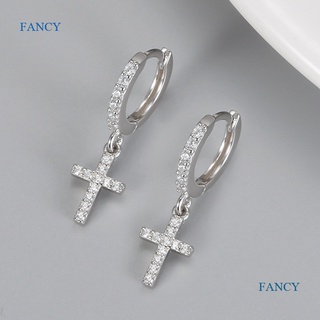 Fancy ต่างหู จี้เพทาย สีเงิน เครื่องประดับ สําหรับผู้หญิง ของขวัญมิตรภาพ