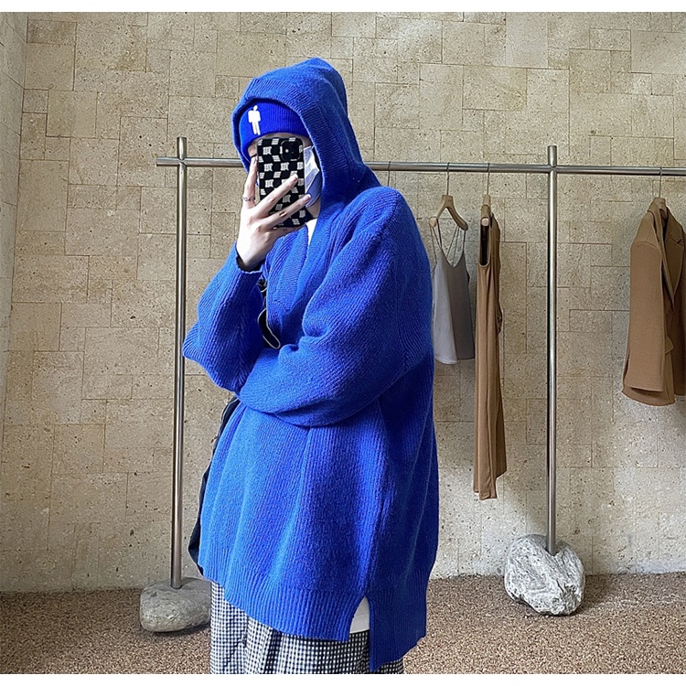 เสื้อฮู้ดสเวตเตอร์เกาหลี-oversize-แบบสวมหัว-เสื้อคาร์ดิแกน-แจ็คเก็ตทรงหลวม