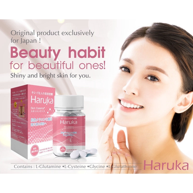 อาหารเสริมบำรุงผิวขาวใสเห็นผลไวจากญี่ปุ่น-haruka-skin-essence-gluta-complex-คุณภาพสูง