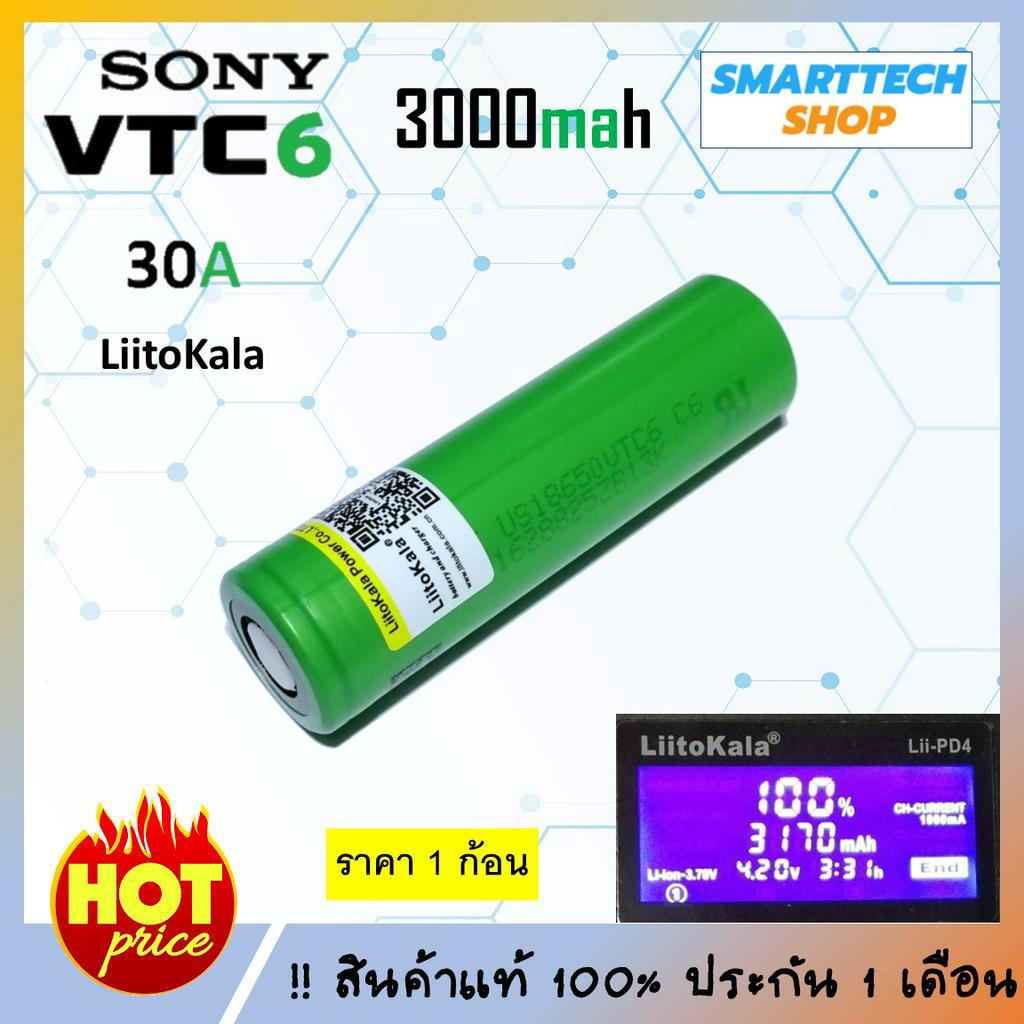 ถ่านชาร์จ 18650 Sony VTC6 3000mah แท้ รับประกันจาก Liitokala 1 ก้อน ...