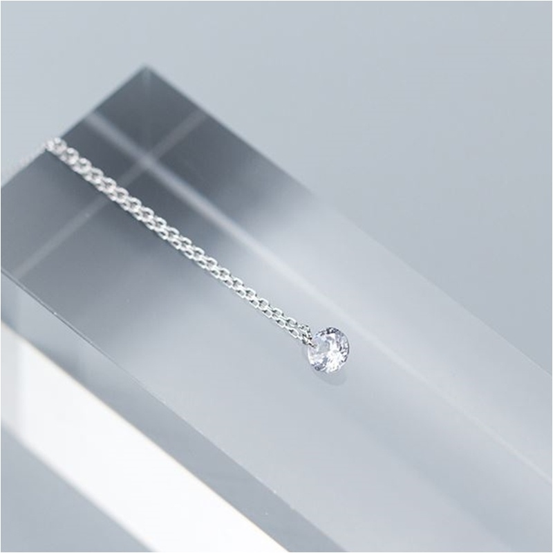 s925-cooly-necklace-สร้อยคอเงินแท้-เพชรเดี่ยว-เรียบง่าย-ใส่สบาย-เป็นมิตรกับผิว