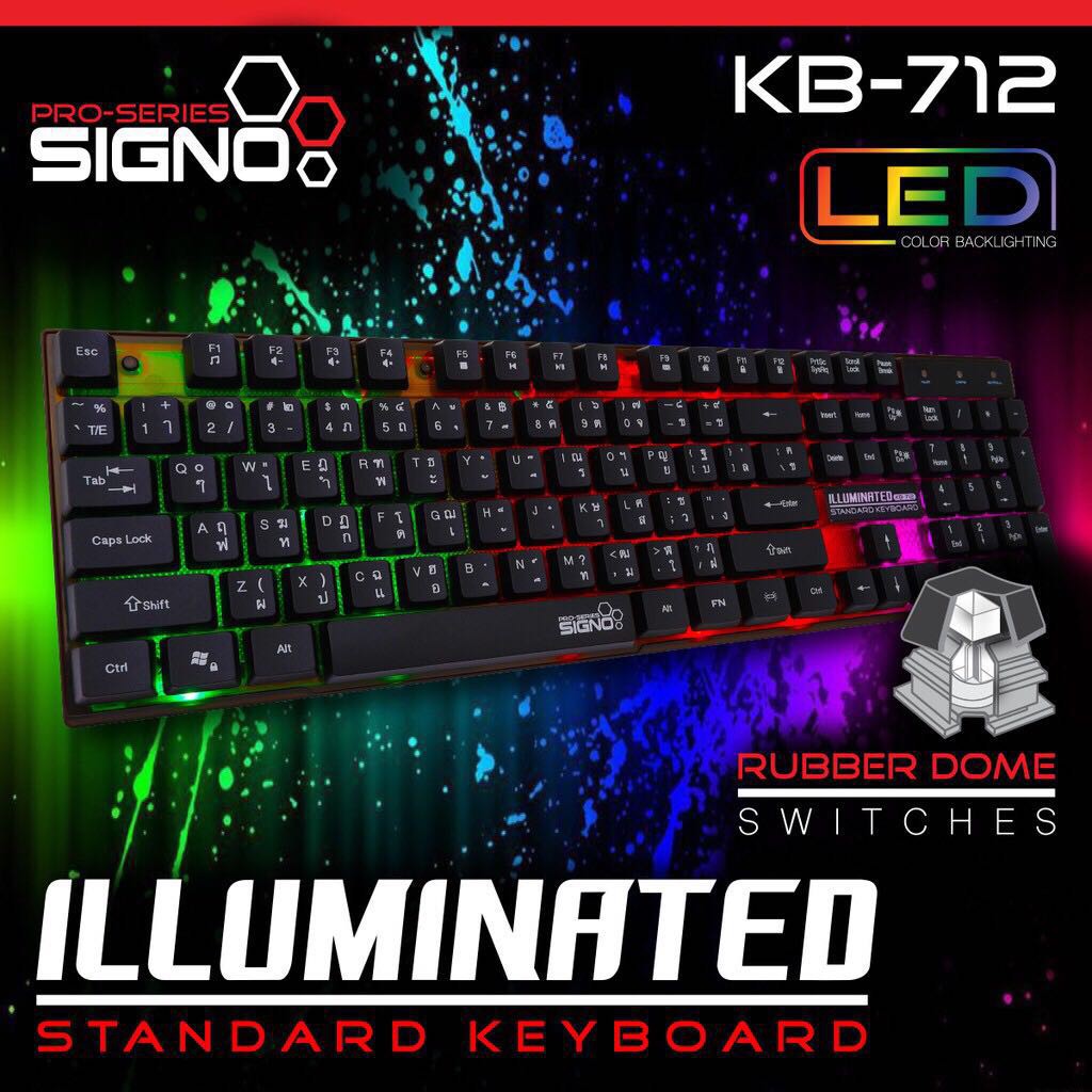 ภาพหน้าปกสินค้าSIGNO Illuminated Standard Keyboard รุ่น KB-712 สีดำ (แถมฟรี แผ่นรองเม้าส์) จากร้าน op_tech บน Shopee