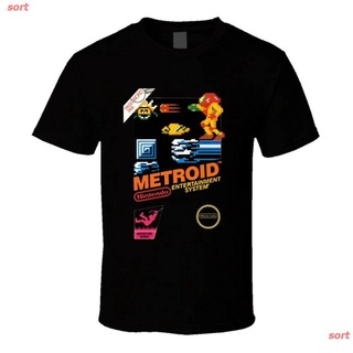 Tee LEE sort COD เสื้อยืดพิมพ์ลาย Metroid Nes Box สไตล์วิดีโอเกมสไตล์ย้อนยุค เสื้อยืดพิมพ์ลายผ้าฝ้ายแท้