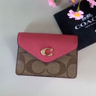 🎀 (สด-ผ่อน) กระเป๋าสตางค์ใส่บัตร COACH C6889 TAMMIE CARD CASE INSIGNATURE CANVAS