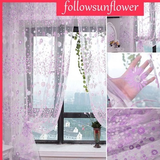 fo☞ ผ้าม่าน แบบระบาย ลายดอกไม้ Tulle ขนาด 200x100 ซม. สำหรับหน้าต่าง