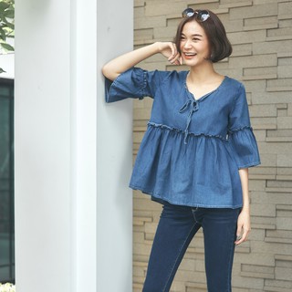 Cosmo shirt jeans เสื้อยีนส์คอสโมแขนสั้น