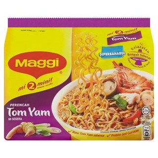 2 Packs of Maggi 2 Minute Tom Yam Flavour Noodles 5 x 80g