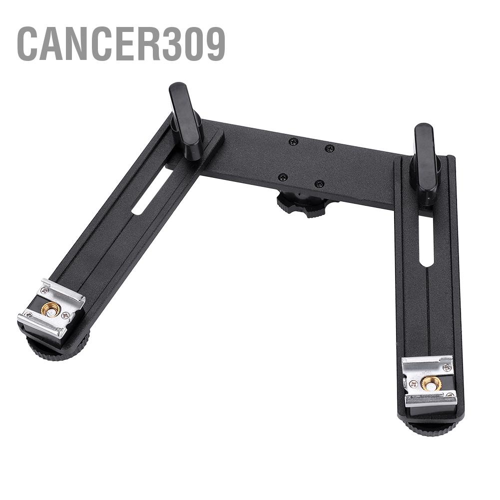 cancer309-aluminum-alloy-bracket-holder-stand-with-double-hotshoe-for-camera-flashlight-speedlite