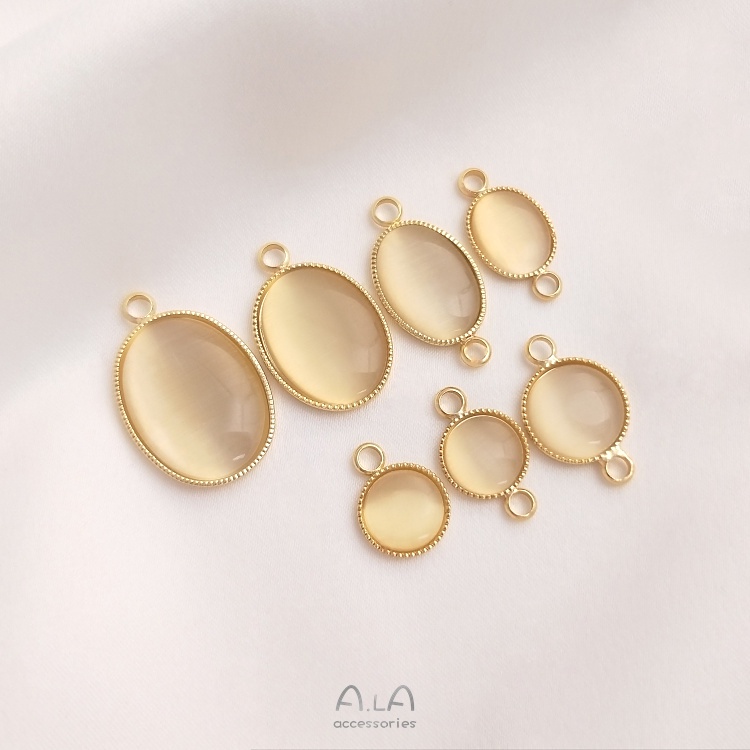 เครื่องประดับdiyไม่จางหาย-จี้ชุบทอง-14k-รูปตาแมว-ทรงกลม-ทรงวงรี-สําหรับทําเครื่องประดับ-ต่างหู-สร้อยข้อมือ-diy