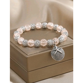 กำไลข้อมือแฟชั่น กำไลข้อมือจี้หอยเชลล์  Shell Charm Beaded Bracelet(ส่งจากไทย)