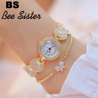 Bs Bee Sister นาฬิกาข้อมือควอตซ์แฟชั่น สายแสตนเลส ประดับเพชรเทียม กันน้ํา หรูหรา สําหรับสตรี FA1606