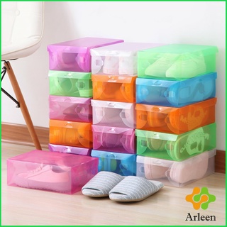 Arleen แผ่นกล่องใส่รองเท้าพลาสติกใส   กล่องจัดระเบียบ กล่องรองเท้าพับได้ กล่องรองเท้า Colour Transparent Shoe Box