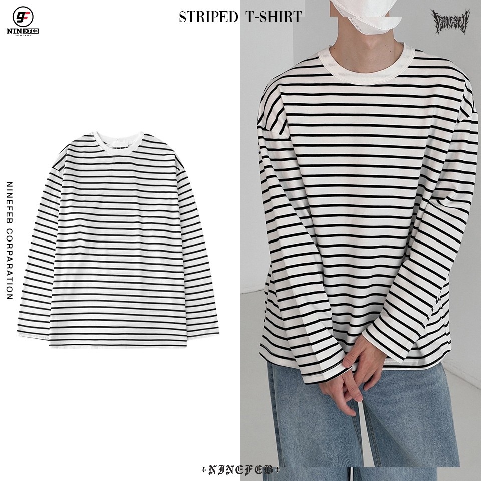 ลดล้างstock-9feb-striped-t-shirt-แขนยาว-พร้อมส่ง