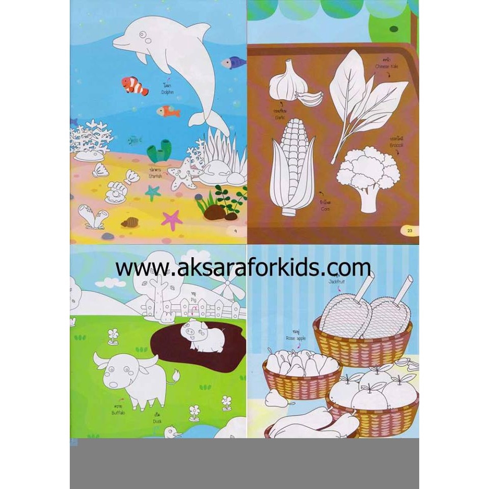 ภาพหน้าปกสินค้าAksara for kids หนังสือ สอนลูกน้อย ระบายสี สัตว์ ผัก ผลไม้ สิ่งของ จากร้าน aksaraforkids บน Shopee