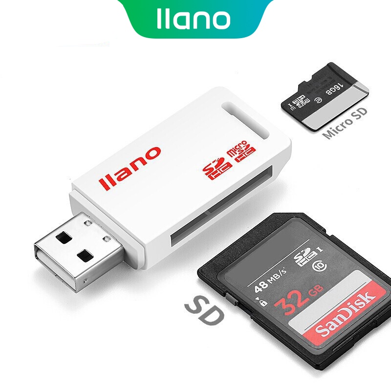 ภาพหน้าปกสินค้าllano 2 in 1 การ์ดรีดเดอร์ USB TF / SD ขนาดเล็ก จากร้าน llano_officialstore.th บน Shopee