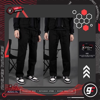 9FEB พร้อมส่ง กางเกงวินเทจขายาวเอวยางยืด ขากระบอกตรง