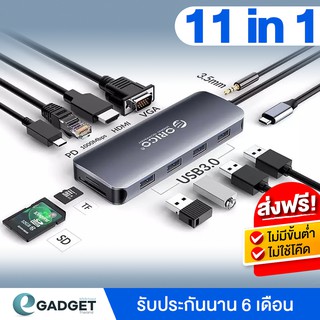 (11in1) ORICO USB C hub USB 3.0 HDMI VGA 100W PD RJ45 Card Reader Audio Adapter Dock ORICO MC-U111P