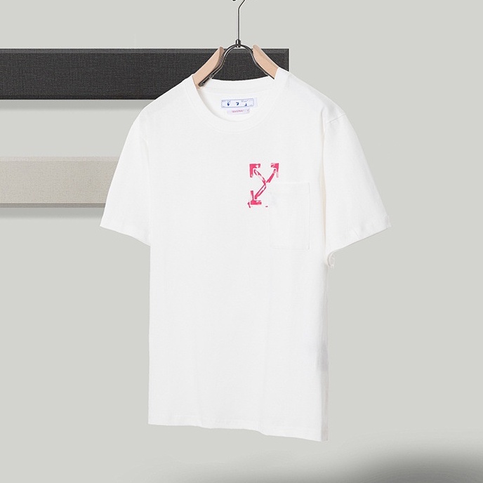 เสื้อยืดคอกลม-off-white-graffiti-pink-arrowsเสื้อยืดฤดูร้อนสตรีทแฟชั่นสำหรับผู้ชายและผู้หญิง