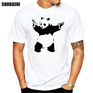 เสื้อวินเทจผญ - เสื้อยืดคอตตอน Bansky แพนด้า Suoneria Uomo Urban Graffiti Cool Moda แฟชั่นยอดนิยมผู