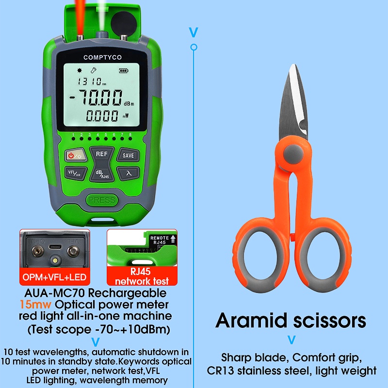 ใหม่-aua-mc70-เครื่องวัดพลังงานแสงออปติคอล-ชาร์จไฟได้-ชุดเครื่องมือออปติคอลไฟเบอร์-ออปติคอล-เครื่องตัดไฟเบอร์ออปติคอล-ตัวระบุตําแหน่งความผิดพลาดทางสายตา-70-10dbm