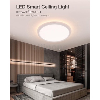 Blitzwolf Bw-Clt1 โคมไฟติดเพดาน Led อัจฉริยะ + ไฟบรรยากาศ Rgb ปรับอุณหภูมิได้ App ควบคุมระยะไกล &amp; โหมดฉาก Diy