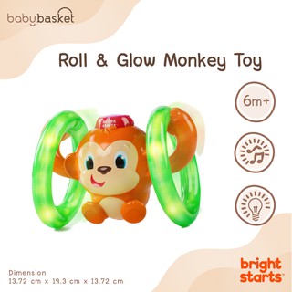 ของเล่นเด็ก ลิงล้อหมุน Bright Starts Roll &amp; Glow Monkey ต่วช่วยฝึกคลาน เสริมสร้างพัฒนาการ