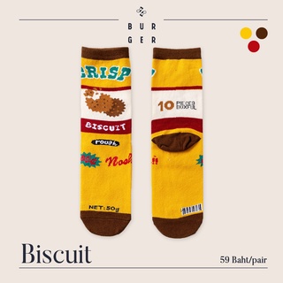 Biscuit ถุงเท้าแฟชั่น ลายบิสกิต ถุงเท้ายุค90 ถุงเท้าวินเทจ ถุงเท้าครึ่งแข้ง ราคาถูก คุณภาพดี