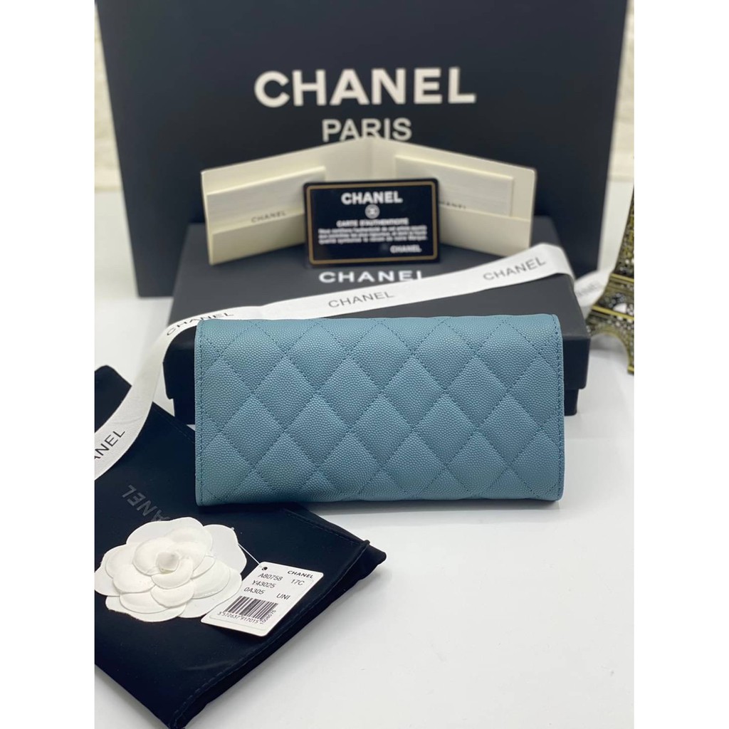 chanel-wallet-ใบยาว-หน้าคลาสสิค-สีฟ้า-grade-vip-size-19cm-full-box-set