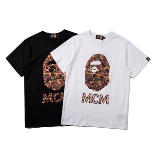 คลาสสิก BAPE ฤดูร้อนชายและหญิงบวกขนาดลำลองแขนสั้นเสื้อยืด M-3XLเหมาะสำหรับทั้งท่านสุภาพสตรี แล, พิมพ์ลาย ผ้าฝ้ายแท้