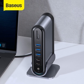 Baseus ฮับ USB C Type C เป็น HDMI 3.0 พร้อมอะแดปเตอร์พาวเวอร์ สําหรับ MacBook Pro RJ45 OTG USB HUB