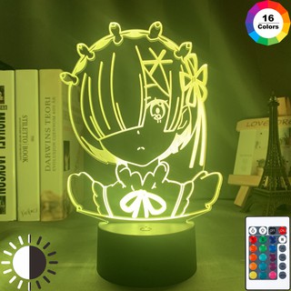 อะนิเมะ Rem Re Zero Night Light Led Touch Sensor เปลี่ยนสีเด็ก Nightlight สำหรับตกแต่งห้องนอนโคมไฟ 3d Manga ของขวัญ