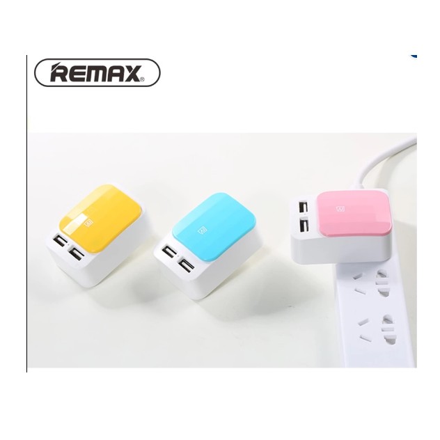 remax-ที่ชาร์ตแบตโทรศัพท์มือถือ-หัวชาร์จ-2-ช่อง-สีฟ้า