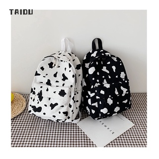 Taidu ใหม่ กระเป๋าเป้สะพายหลัง กระเป๋านักเรียน ผ้าแคนวาส ลายวัวน่ารัก ความจุสูง ลําลอง เรียบง่าย สําหรับนักเรียน เดินทาง