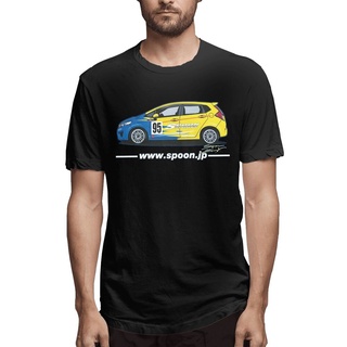 เสื้อยืดสีขาวHonda Spoon sports jazz fit ge gd gk car racing ultra top เสื้อยืดแขนสั้น sport oversize คลาสสิกผู้ชาย tee