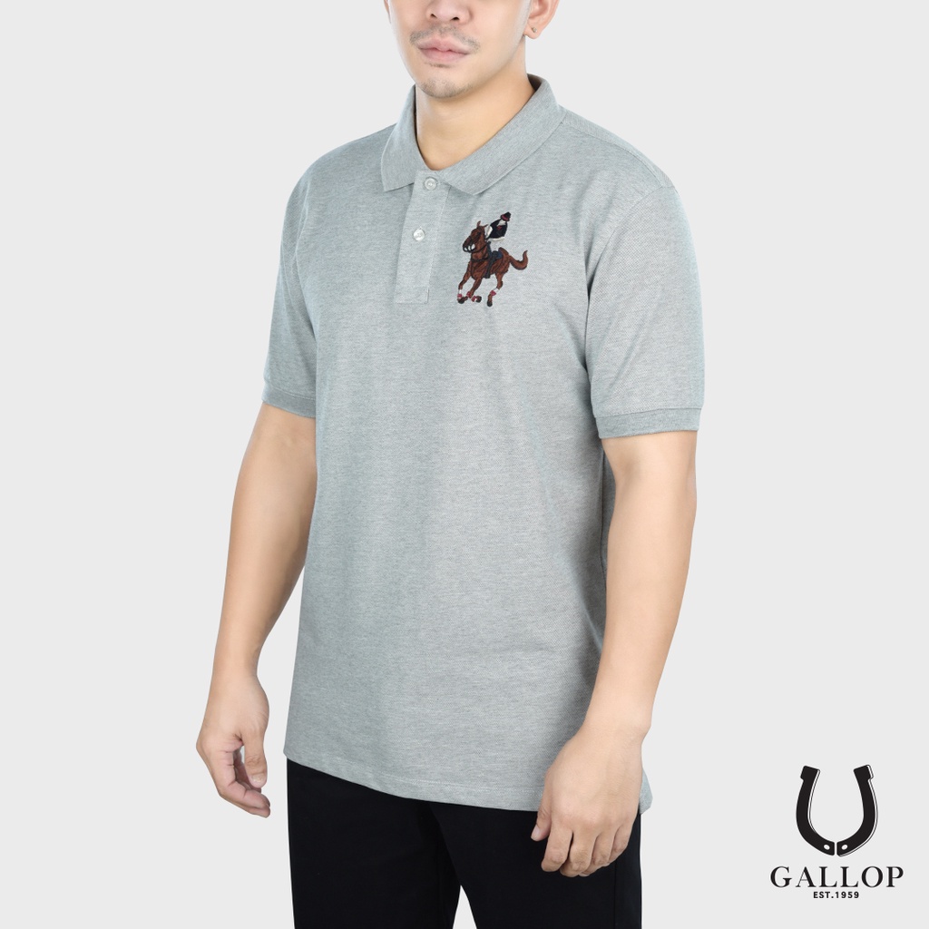 ภาพหน้าปกสินค้าGALLOP : PIQUE POLO SHIRTS เสื้อโปโล ผ้าปิเก้ สีพื้น รุ่น GPP9000 สีเทาอ่อน