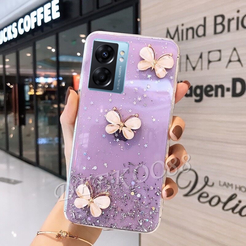 ใหม่-เคสโทรศัพท์มือถือแบบนิ่ม-oppo-a77-5g-a57-4g-2022-new-cases-crystal-butterfly-decorated-phone-case-glitter-gel-shiny-sequins-clear-soft-back-cover-smartphone-casing-oppoa57-oppoa77