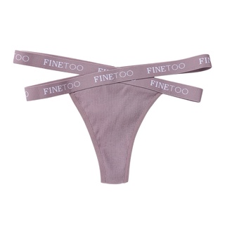 Finetoo Women Thong Sexy Cotton Panty Underwear Woman Cross Letter